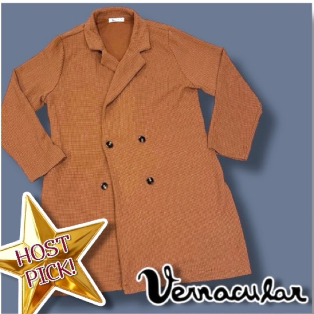 ✨HP✨EUC (Worn Once) Vernacular Waffle Knit Trench Style Cardigan. Size Small - Picture 1 of 14